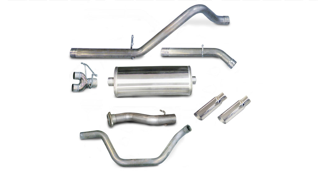 Corsa Performance 3.0 Inch Cat-Back Sport Dual Rear Exit Exhaust 4.0 Inch Slash Cut Polished Tips 07-08 Silverado/Sierra 1500 Crew Cab/Short Bed/Extended Cab/Standard Bed 4.8L/5.3L/6.0L V8 143.5 Inch WB Stainless Steel dB by (24199)