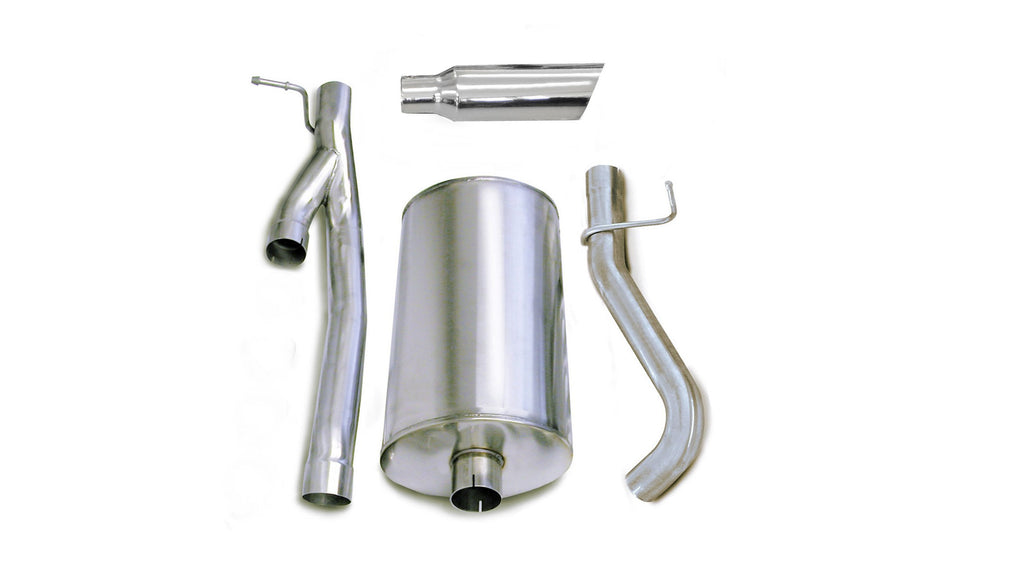 Corsa Performance 3.0 Inch Cat-Back Sport Single Side Exit Exhaust 4.0 Inch Slash Cut Polished Tip 03-06 Silverado/Sierra 2500 Extended Cab/Standard Bed 6.0L V8 143.5 Inch WB Stainless Steel dB by (24292)