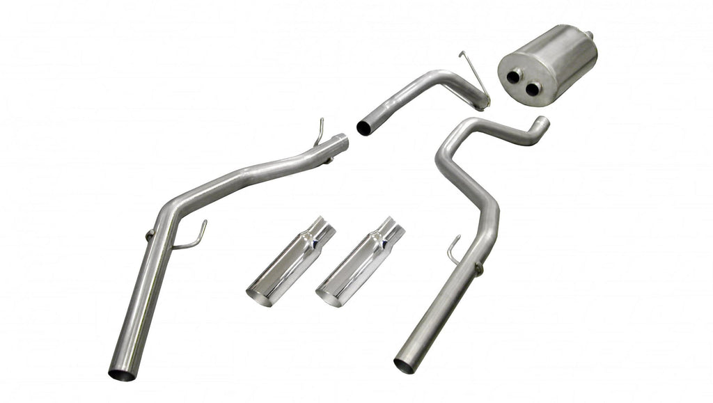 Corsa Performance 3.0 Inch Cat-Back Sport Dual Rear Exit Exhaust 4.0 Inch Slash Cut Polished Tips 09-17 Ram 1500/Rebel 1500 Crew Cab/Short Bed/Quad Cab/Standard Bed 4.7L/5.7L V8 140.5 Inch WB Stainless Steel dB by (24425)
