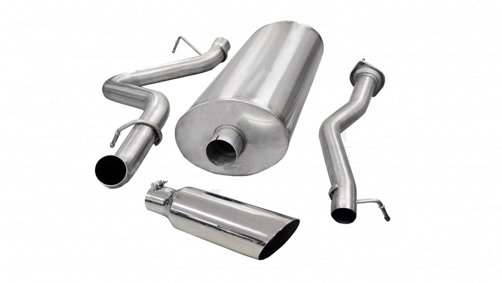 Corsa Performance 3.0 Inch Cat-Back Sport Single Side Exit Exhaust 4.0 Inch Slash Cut Polished Tip 07-10 Silverado/Sierra 2500 Crew Cab/Standard Bed 6.0L V8 153.0 Inch WB Stainless Steel dB by (24894)