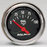 AutoMeter Traditional Chrome 52mm 0-100 PSI Short Sweep Electricall Oil Pressure Gauge (2522)