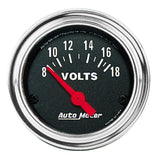 AutoMeter Traditional Chrome 52mm 8-18 Volts Short Sweep Electricall Voltmeter (2592)