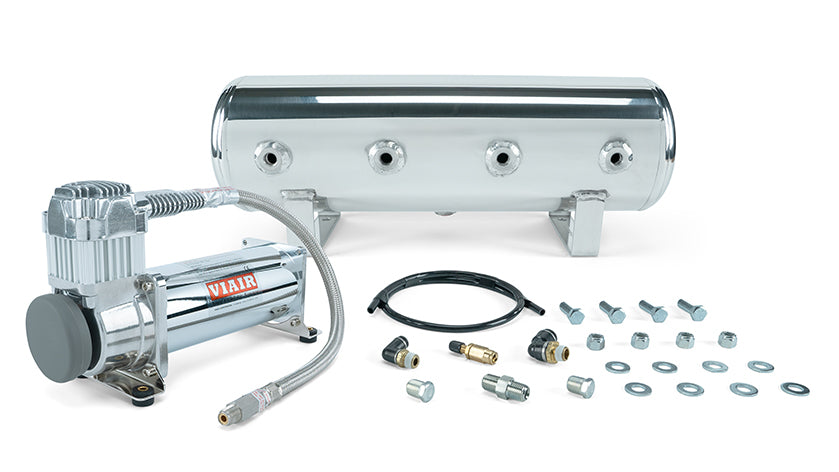 Air Lift Performance 2.5 Gal. Polished Tank w/ Viair 444c Chrome Compressor (Incl. Fittings & Mounting Hardware) (27801)