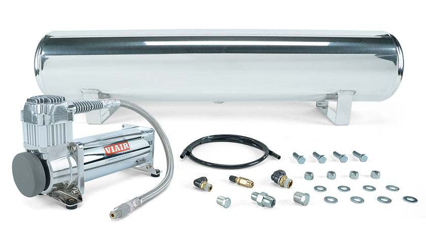 Air Lift Performance 4 Gal. Polished Tank w/ Viair 444c Chrome Compressor (Incl. Fittings & Mounting Hardware) (27802)
