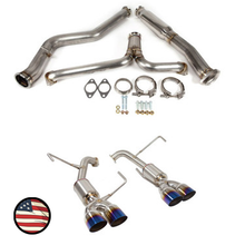 Load image into Gallery viewer, Nameless Performance Catback Exhaust - 2015-2021 WRX / 2015-2018 STi - 4" Muffler - 3.5" Single Wall Neochrome Tips (SUCB15WRX-4MU-35NEO)