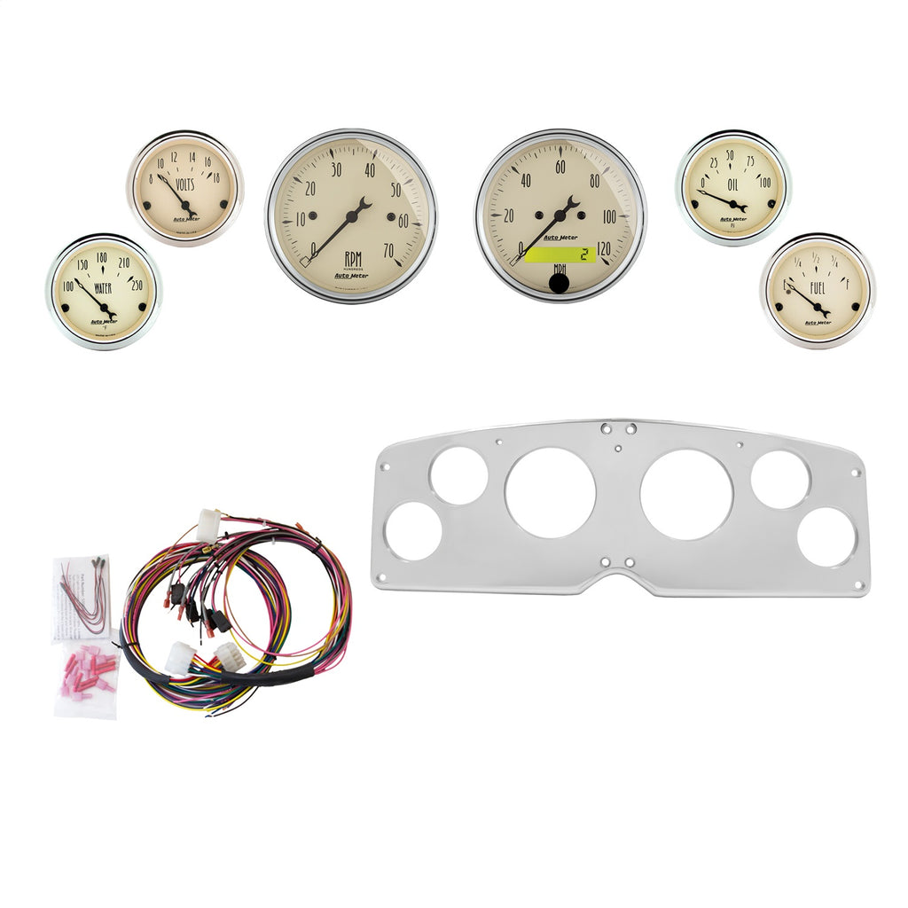 AutoMeter Antique Beige 54-55 GMC Truck Billet Panel/Gauge Kit - 3-1/8in. (x2) & 2-1/16in. (x4) (2939-02)