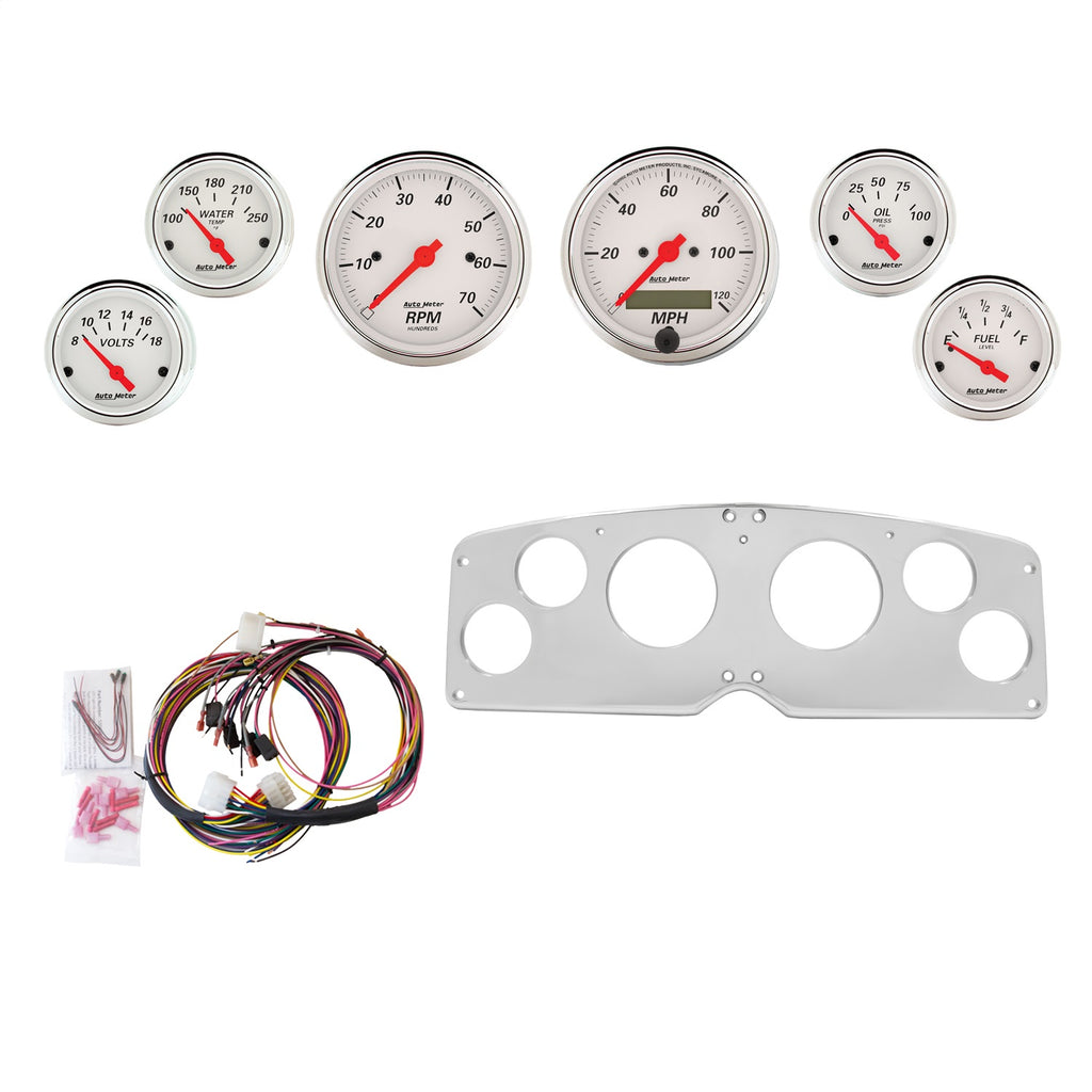 AutoMeter Arctic White 54-55 GMC Truck Billet Panel/Gauge Kit - 3-1/8in. (x2) & 2-1/16in. (x4) (2939-03)