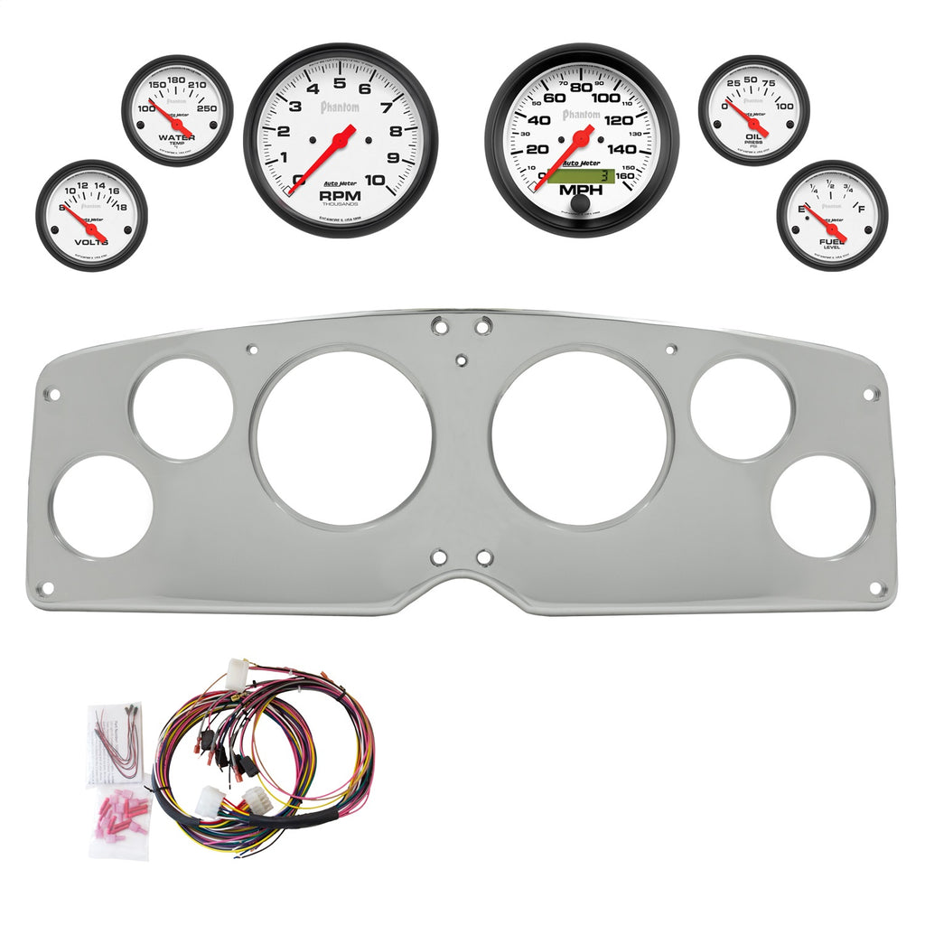 AutoMeter Phantom 54-55 GMC Truck Direct-Fit Billet Panel/Gauge Kit - 3-3/8in. (x2) & 2-1/16in. (x4) (2940-09)