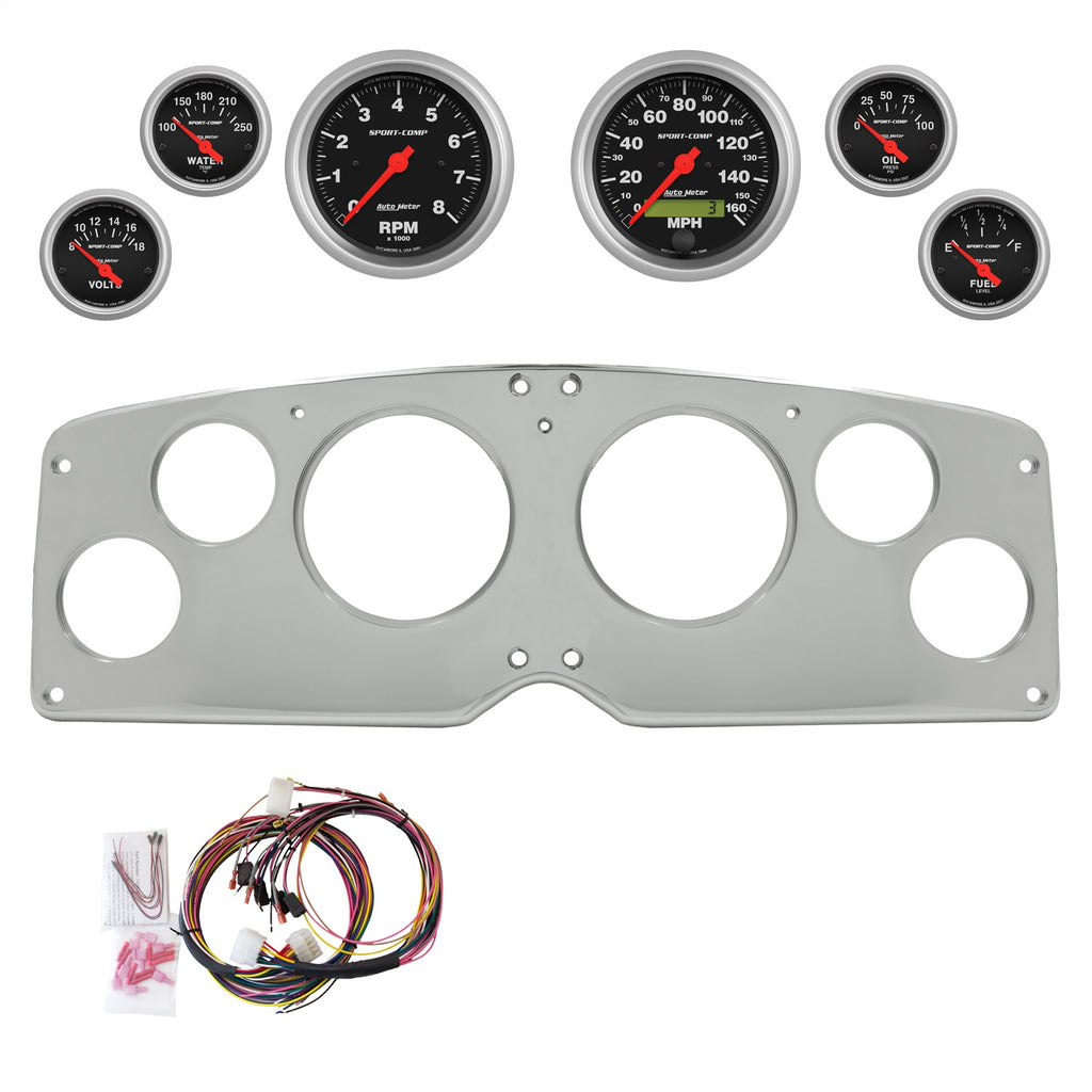 AutoMeter Sport-Comp 54-55 GMC Truck Billet Panel/Gauge Kit - 3-3/8in. (x2) & 2-1/16in. (x4) (2940-11)