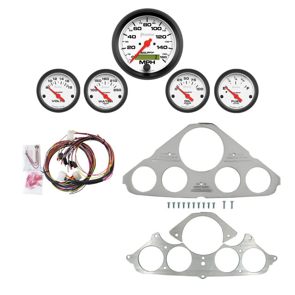 AutoMeter Phantom 55-59 Chevy Truck Billet Panel/Gauge Kit - 3-3/8in. (x1) & 2-1/16in. (x4) (2943-09)
