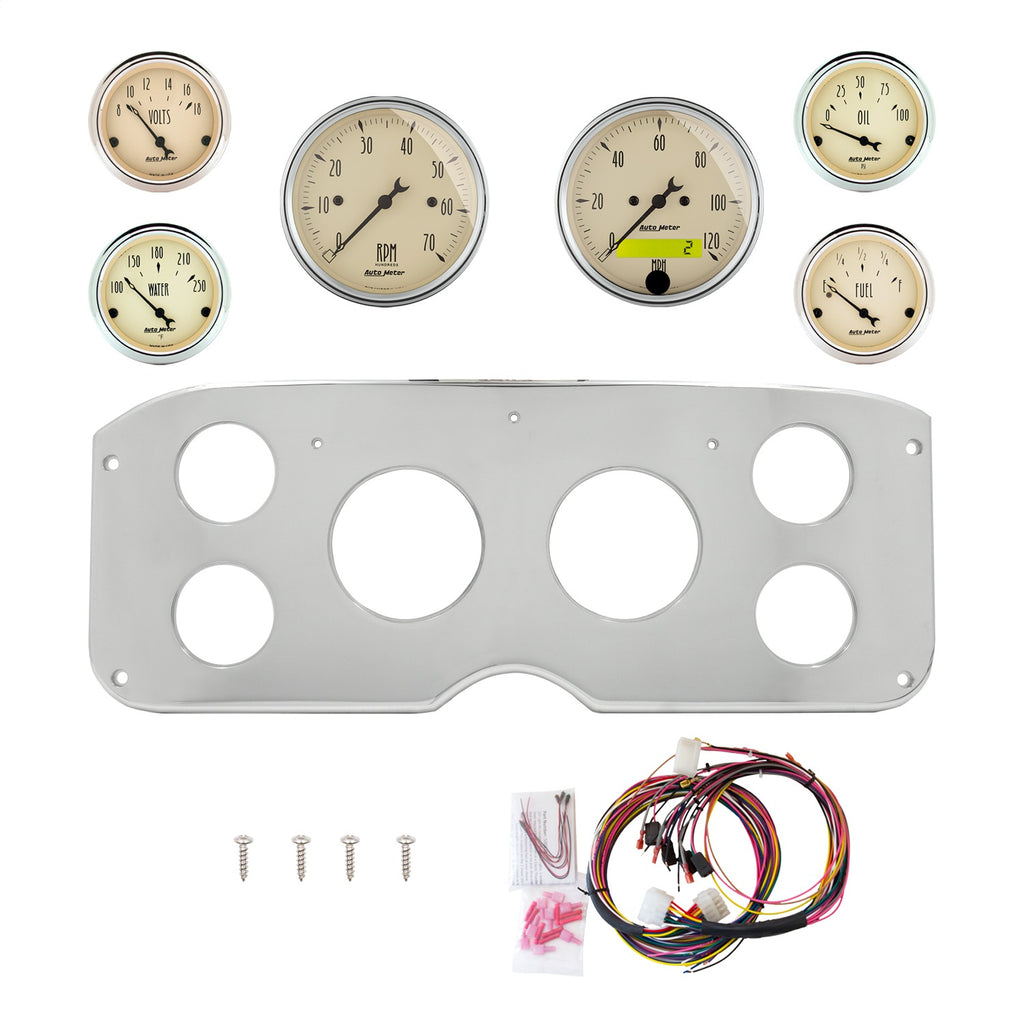 AutoMeter Antique Beige 55-59 GMC Truck Billet Panel/Gauge Kit - 3-1/8in. (x2) & 2-1/16in. (x4) (2944-02)