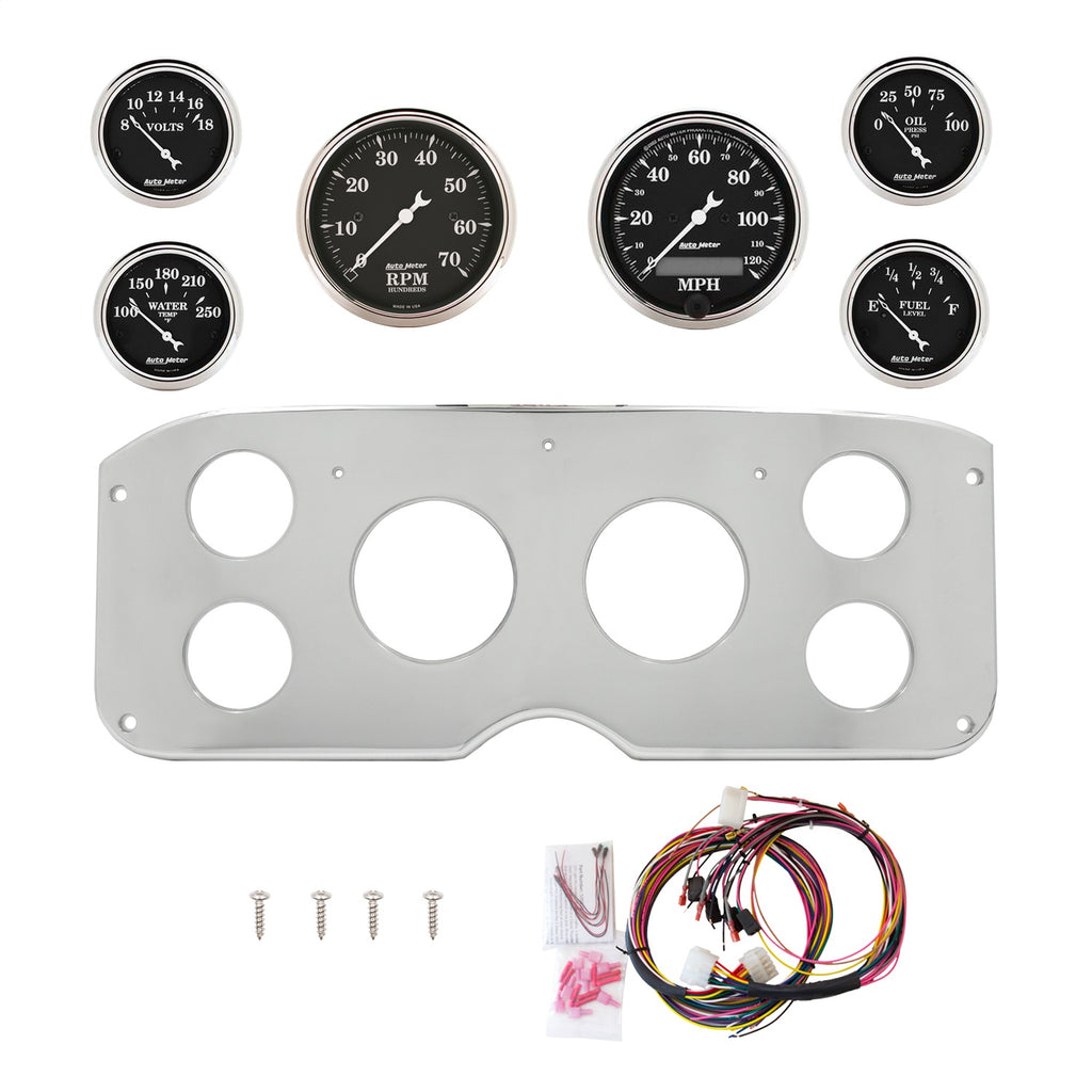 AutoMeter Old Tyme Black 55-59 GMC Truck Billet Panel/Gauge Kit - 3-1/8in. (x2) & 2-1/16in. (x4) (2944-07)