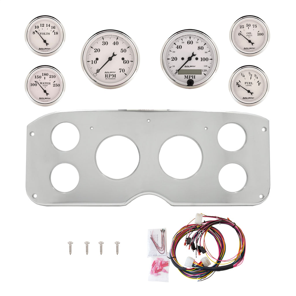 AutoMeter Old Tyme White 55-59 GMC Truck Billet Panel/Gauge Kit - 3-1/8in. (x2) & 2-1/16in. (x4) (2944-08)