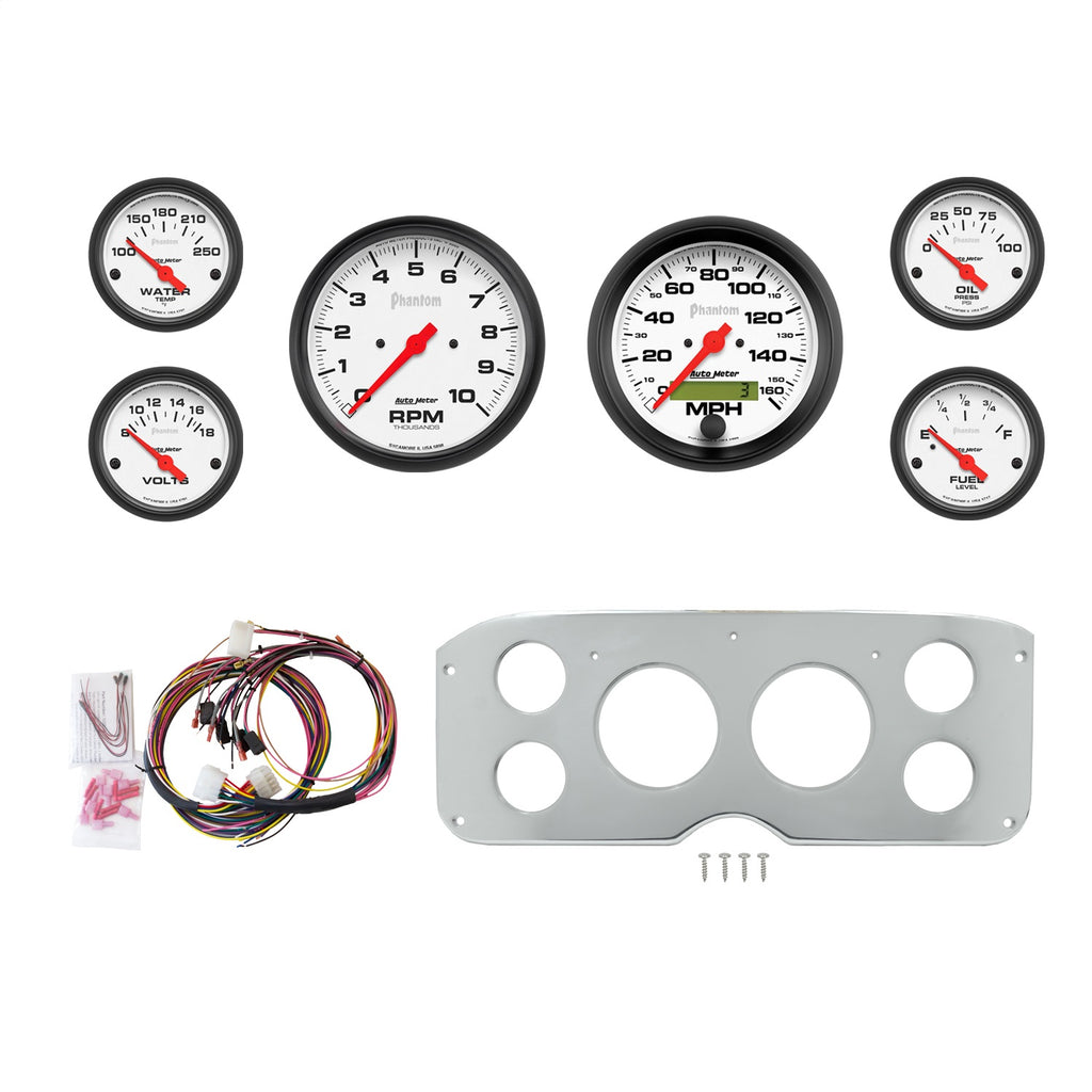 AutoMeter Phantom 55-59 GMC Truck Direct-Fit Billet Panel/Gauge Kit - 3-3/8in. (x2) & 2-1/16in. (x4) (2945-09)
