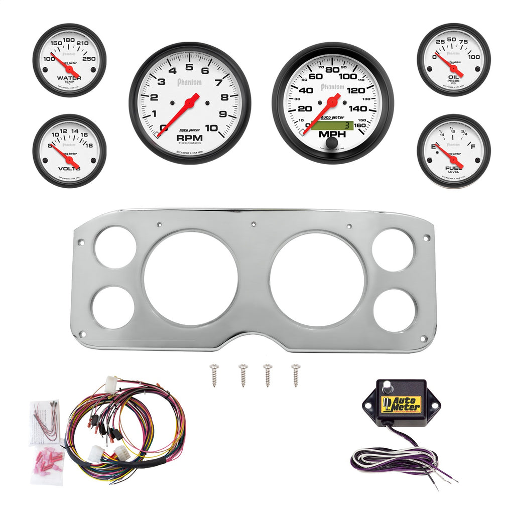 AutoMeter Phantom 60-63 Chevy Truck Billet Panel/Gauge Kit - 3-3/8in. (x2) & 2-1/16in. (x4) (2947-09)