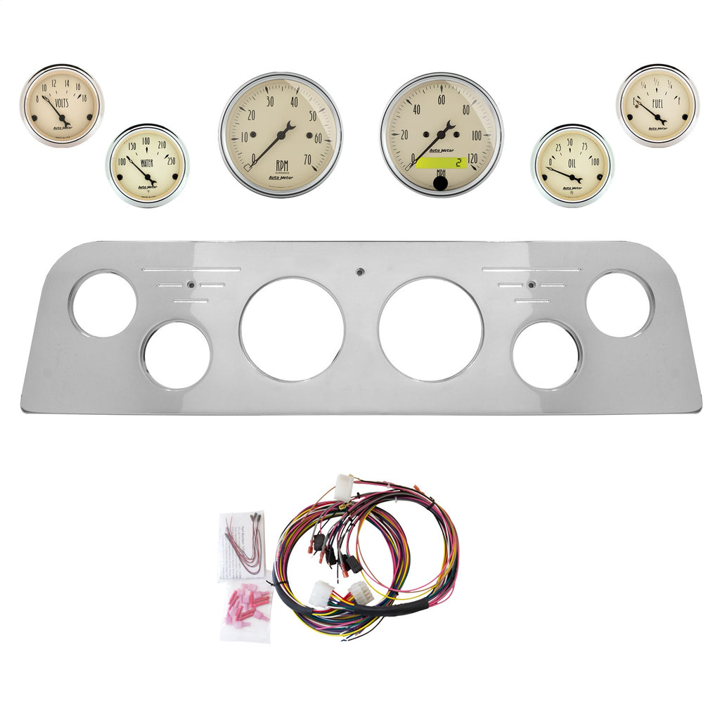 AutoMeter Antique Beige 60-61 GMC Truck Billet Panel/Gauge Kit - 3-1/8in. (x2) & 2-1/16in. (x4) (2948-02)
