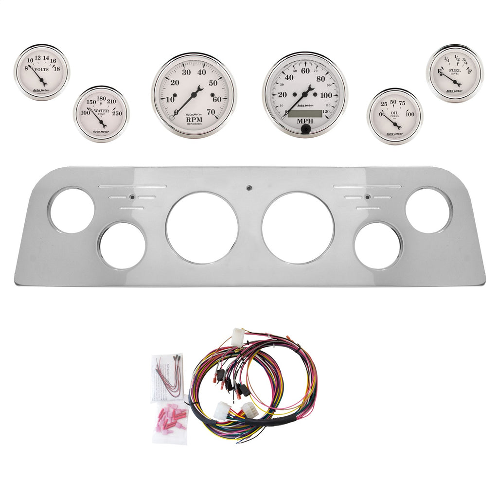 AutoMeter Old Tyme White 60-61 GMC Truck Billet Panel/Gauge Kit - 3-1/8in. (x2) & 2-1/16in. (x4) (2948-08)