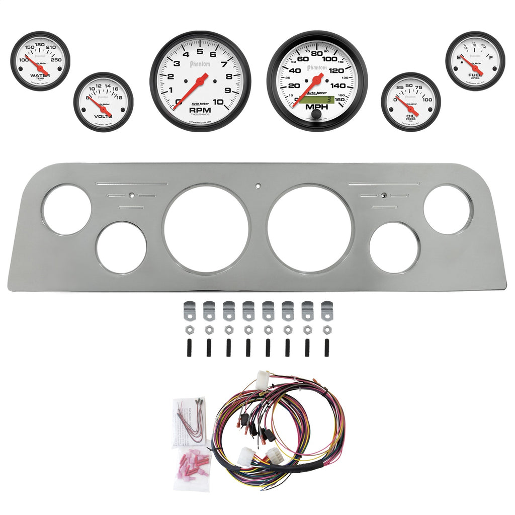 AutoMeter Phantom 60-61 GMC Truck Direct-Fit Billet Panel/Gauge Kit - 3-3/8in. (x2) & 2-1/16in. (x4) (2949-09)