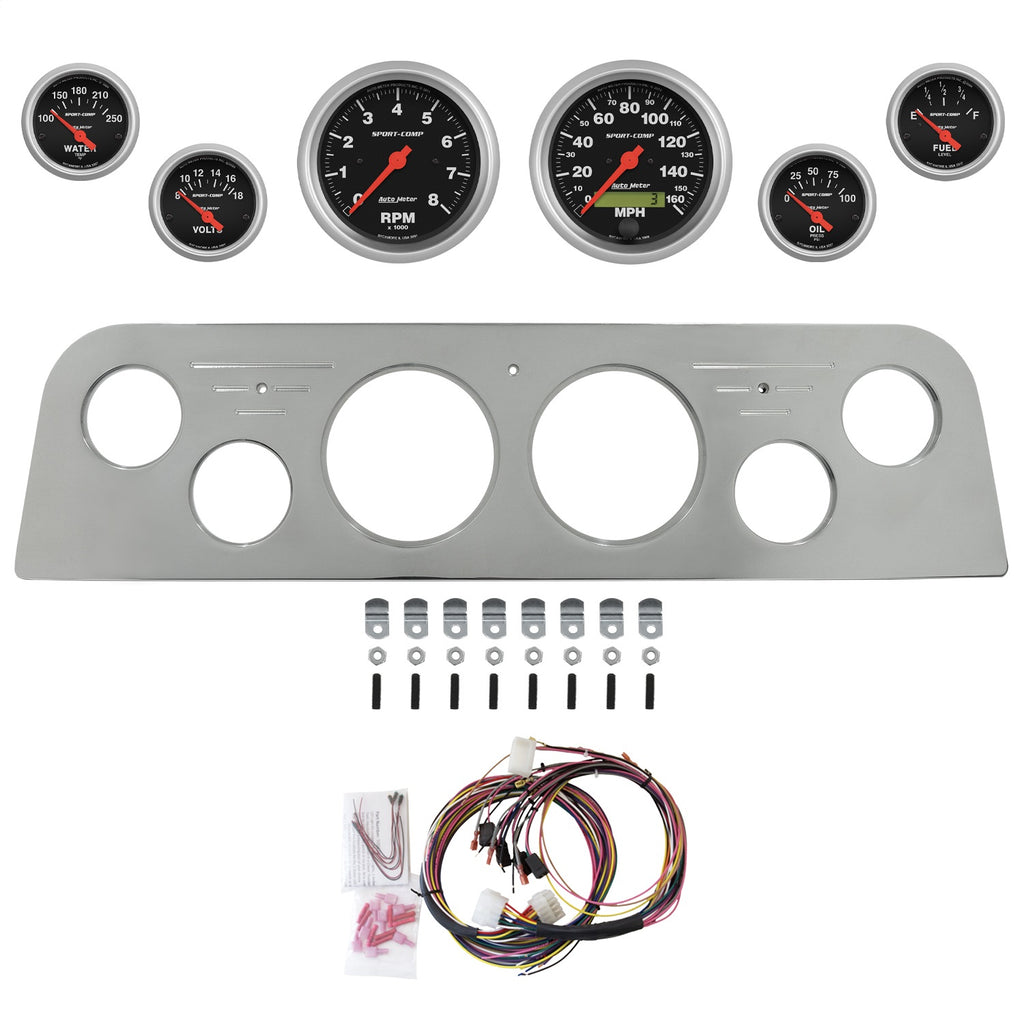 AutoMeter Sport-Comp 60-61 GMC Truck Billet Panel/Gauge Kit - 3-3/8in. (x2) & 2-1/16in. (x4) (2949-11)