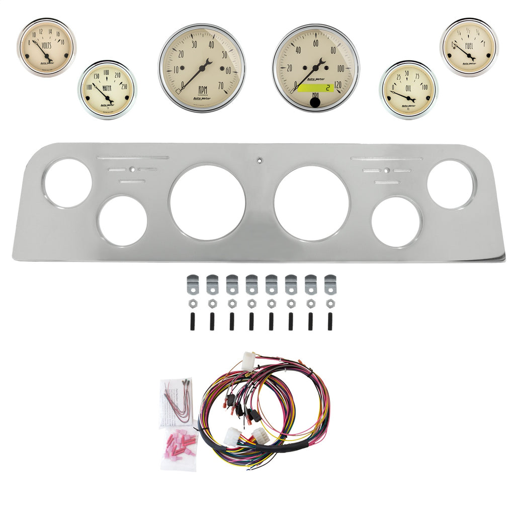 AutoMeter Antique Beige 62-66 GMC Truck Billet Panel/Gauge Kit - 3-1/8in. (x2) & 2-1/16in. (x4) (2950-02)