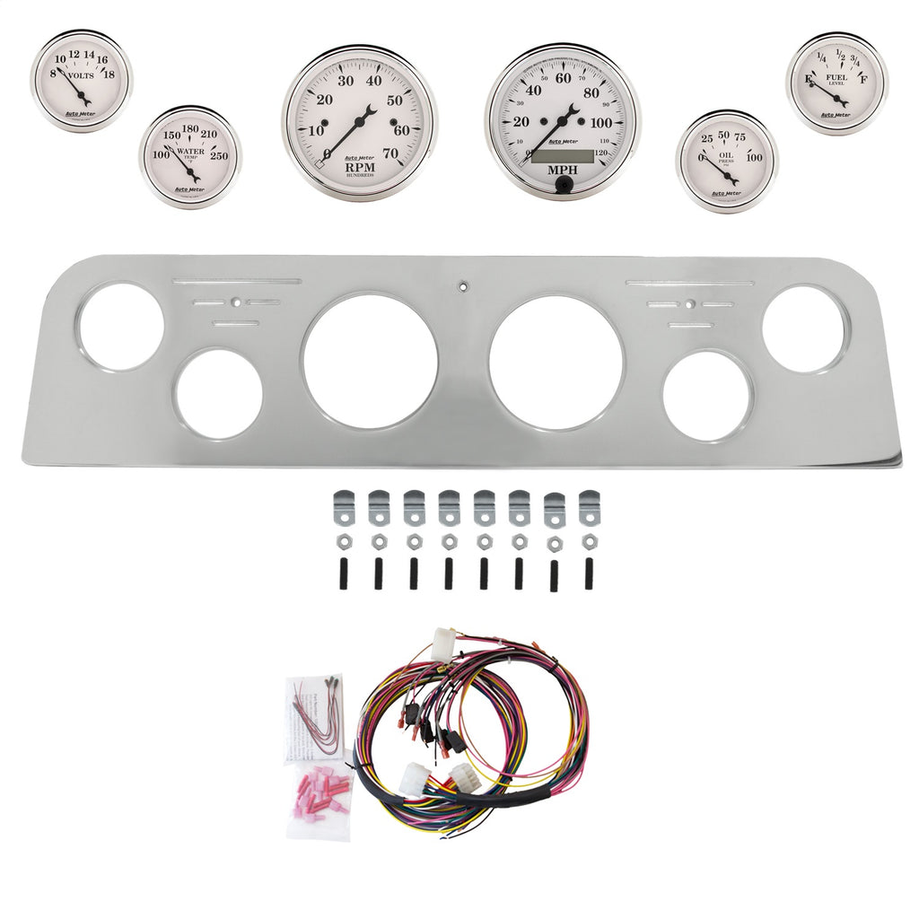 AutoMeter Old Tyme White 62-66 GMC Truck Billet Panel/Gauge Kit - 3-1/8in. (x2) & 2-1/16in. (x4) (2950-08)