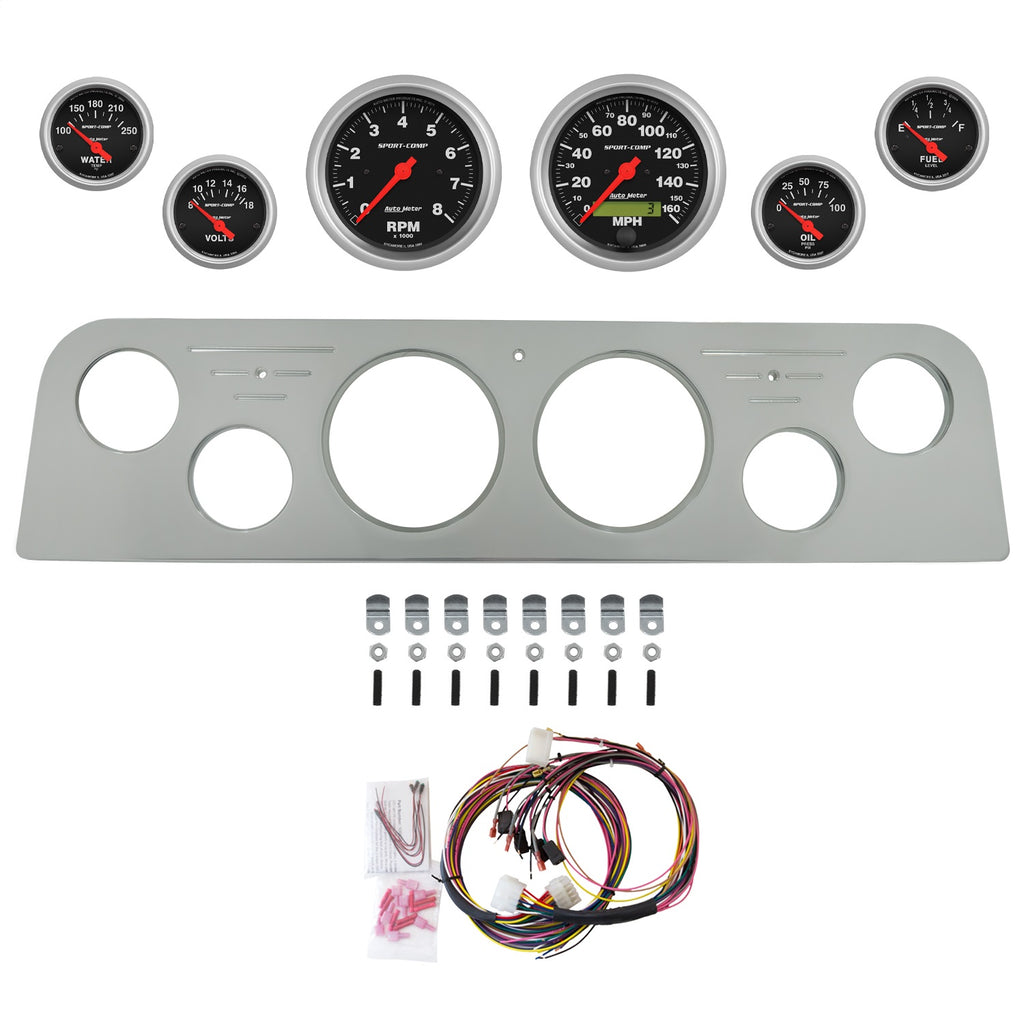 AutoMeter Sport-Comp 62-66 GMC Truck Billet Panel/Gauge Kit - 3-3/8in. (x2) & 2-1/16in. (x4) (2951-11)