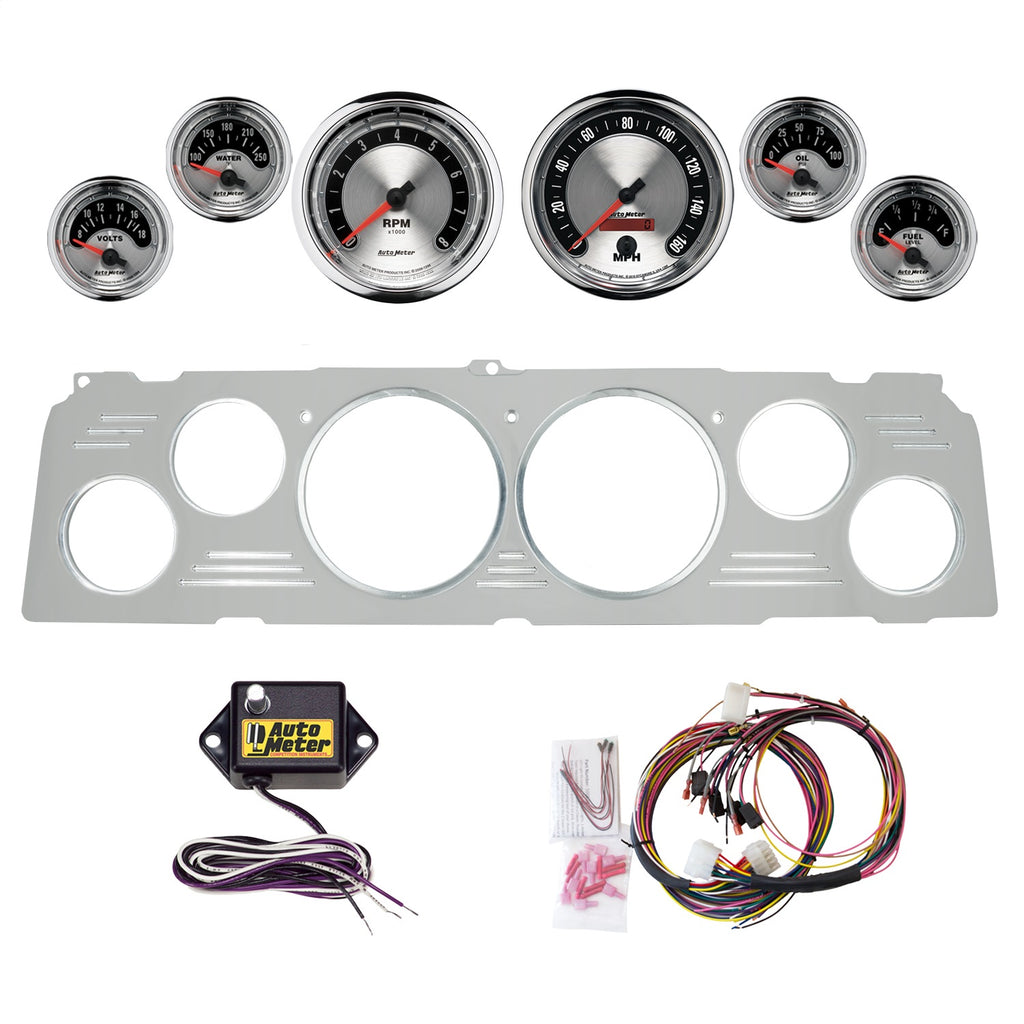 AutoMeter American Muscle 64-66 Chevy Truck Billet Panel/Gauge Kit - 3-3/8in. (x2) & 2-1/16in. (x4) (2952-01)