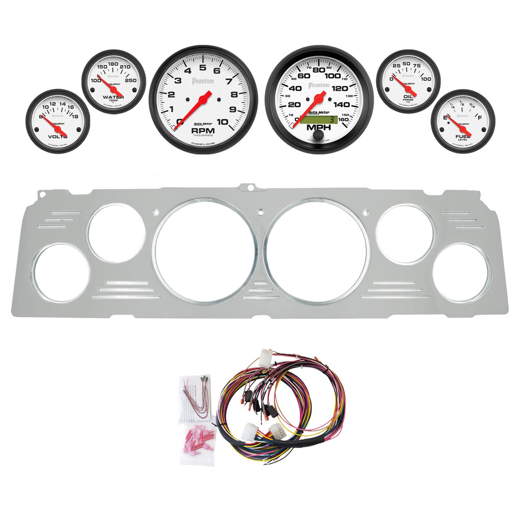 AutoMeter Phantom 64-66 Chevy Truck Billet Panel/Gauge Kit - 3-3/8in. (x2) & 2-1/16in. (x4) (2952-09)