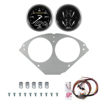 Load image into Gallery viewer, AutoMeter Old Tyme Black 55-56 Chevy Car Direct-Fit Billet Panel/Gauge Kit - 3-3/8in. (x2) (2953-07)