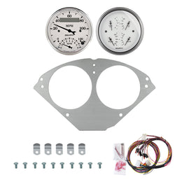 AutoMeter Old Tyme White 55-56 Chevy Car Direct-Fit Billet Panel/Gauge Kit - 3-3/8in. (x2) (2953-08)