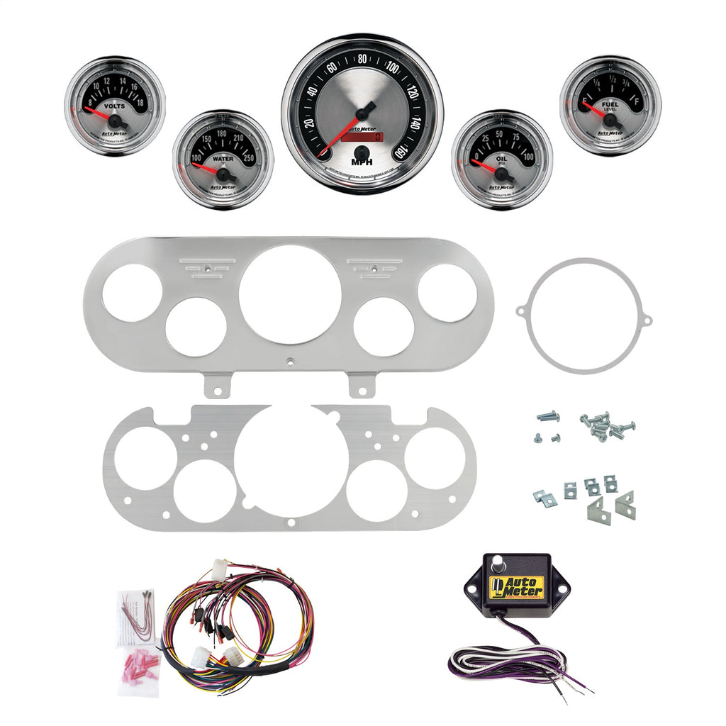 AutoMeter American Muscle 62-65 Chevy NOVA Billet Panel/Gauge Kit - 3-3/8in. (x1) & 2-1/16in. (x4) (2954-01)