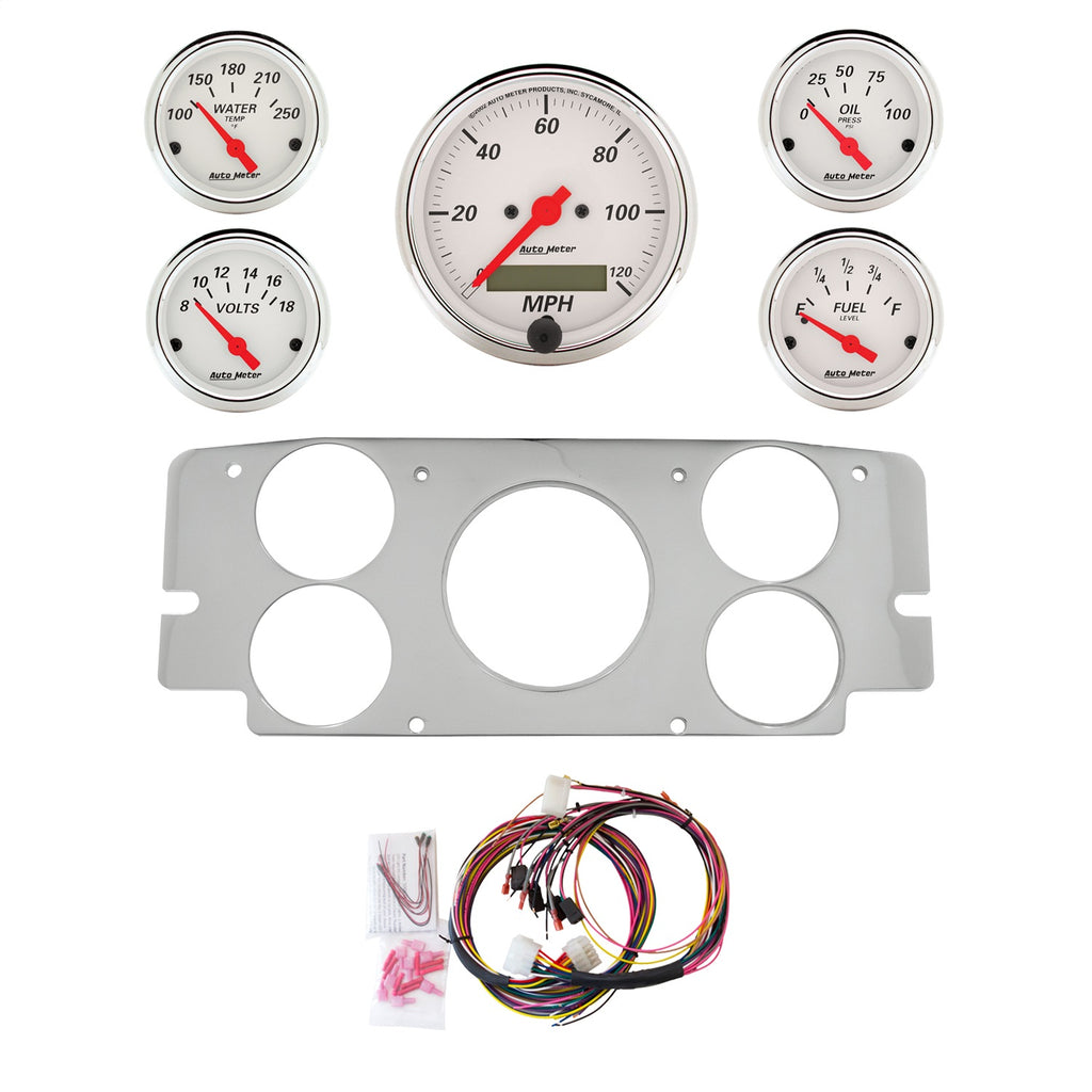 AutoMeter Arctic White 57-60 Ford Truck Billet Panel/Gauge Kit - 3-1/8in. (x1) & 2-1/16in. (x4) (2955-03)