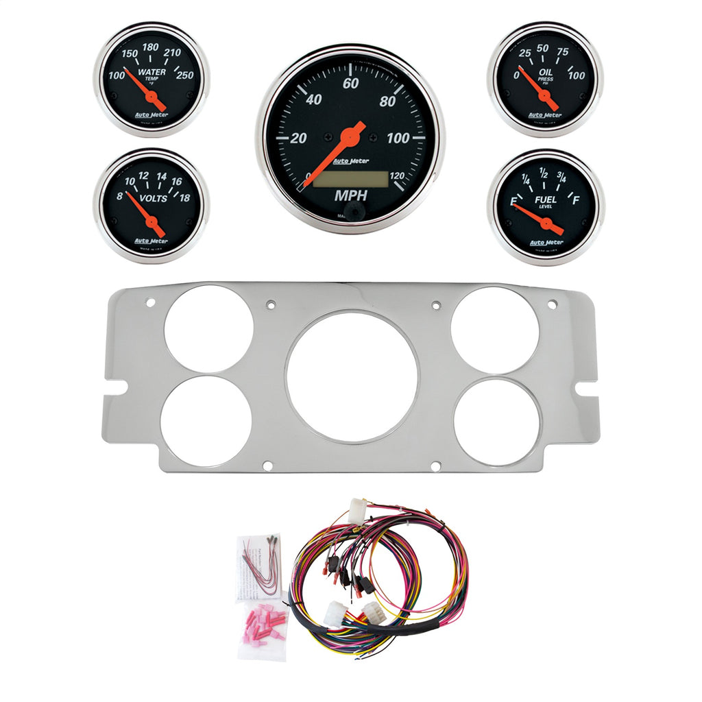 AutoMeter Designer Black 57-60 Ford Truck Billet Panel/Gauge Kit - 3-1/8in. (x1) & 2-1/16in. (x4) (2955-06)