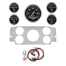 AutoMeter Old Tyme Black 57-60 Ford Truck Billet Panel/Gauge Kit - 3-1/8in. (x1) & 2-1/16in. (x4) (2955-07)