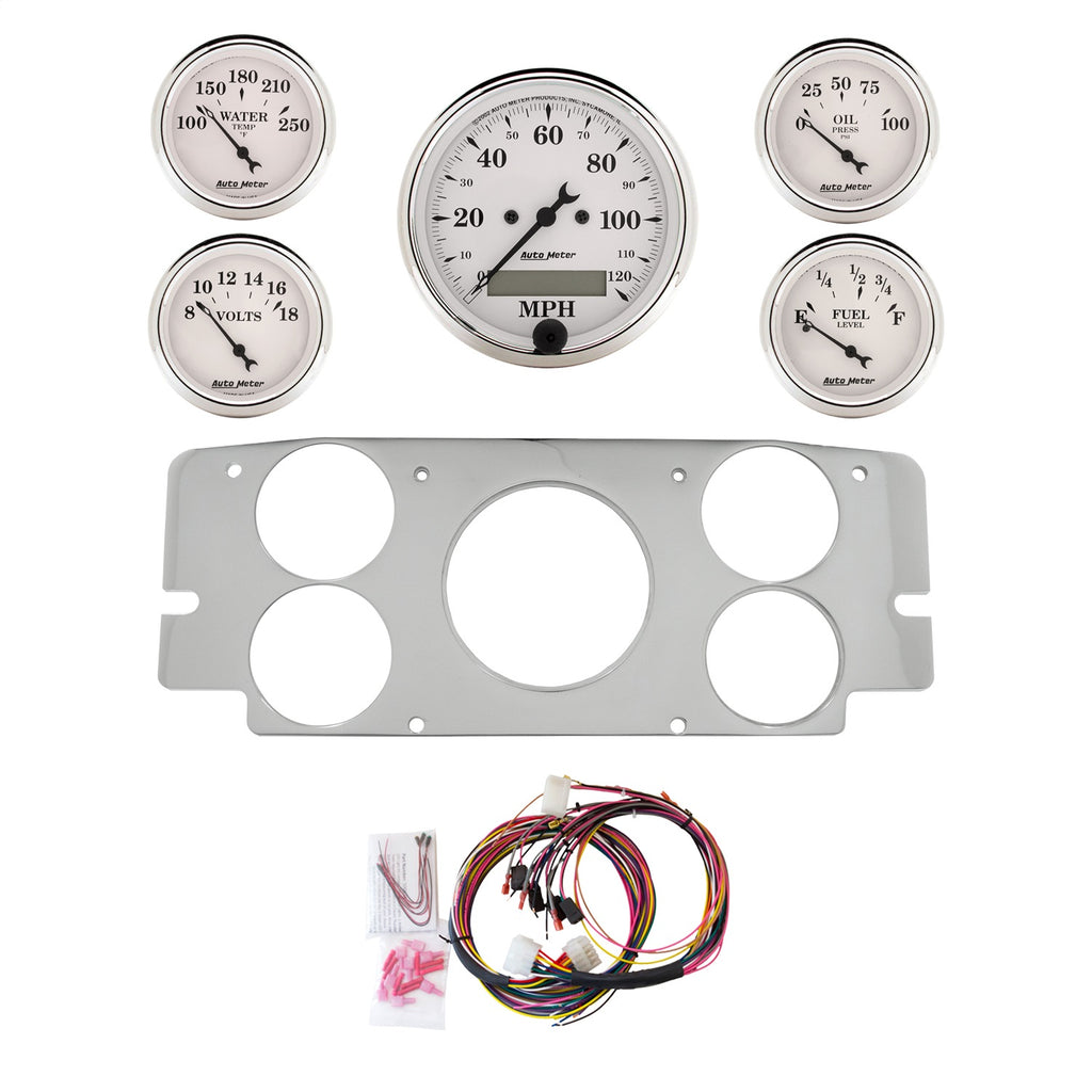 AutoMeter Old Tyme White 57-60 Ford Truck Billet Panel/Gauge Kit - 3-1/8in. (x1) & 2-1/16in. (x4) (2955-08)