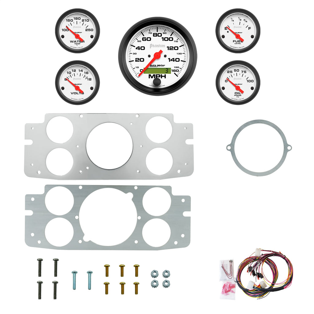 AutoMeter Phantom 57-60 Ford Truck Billet Panel/Gauge Kit - 3-3/8in. (x1) & 2-1/16in. (x4) (2956-09)