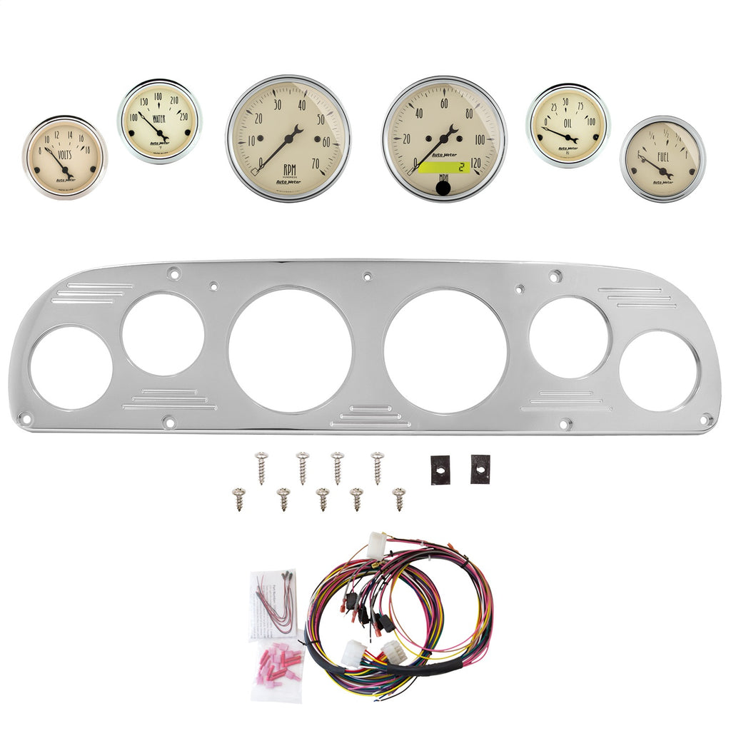 AutoMeter Antique Beige 57-60 Ford Truck Billet Panel/Gauge Kit - 3-1/8in. (x2) & 2-1/16in. (x4) (2957-02)