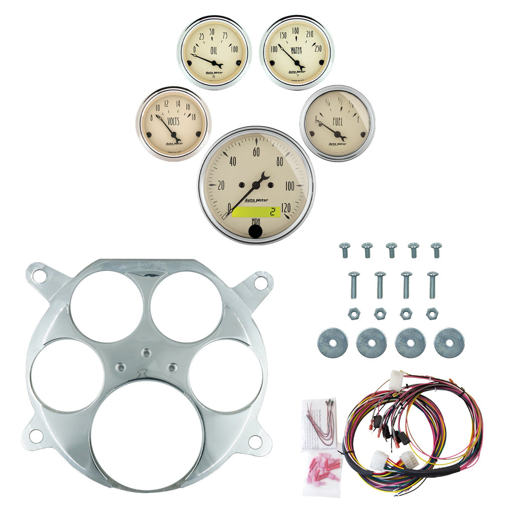 AutoMeter Antique Beige 61-66 Ford Truck Billet Panel/Gauge Kit - 3-1/8in. (x1) & 2-1/16in. (x4) (2959-02)