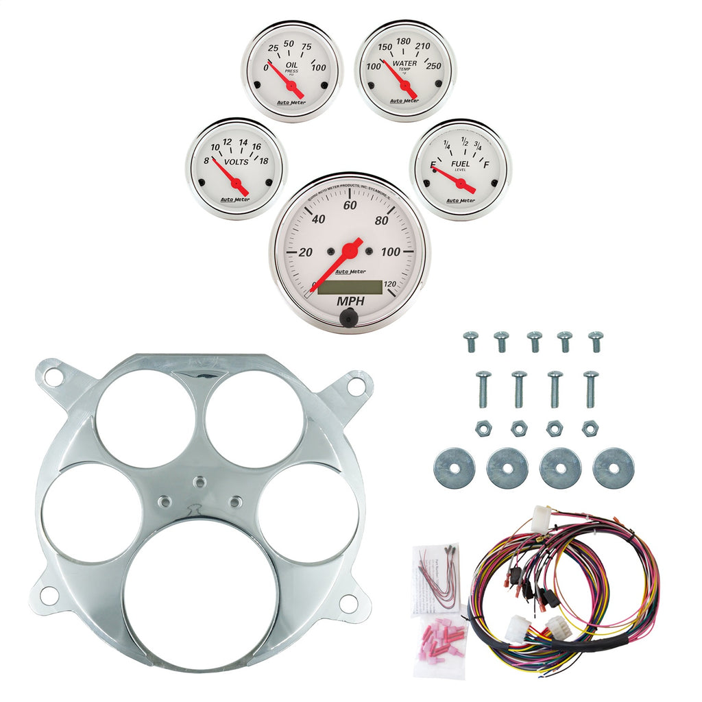 AutoMeter Arctic White 61-66 Ford Truck Billet Panel/Gauge Kit - 3-1/8in. (x1) & 2-1/16in. (x4) (2959-03)