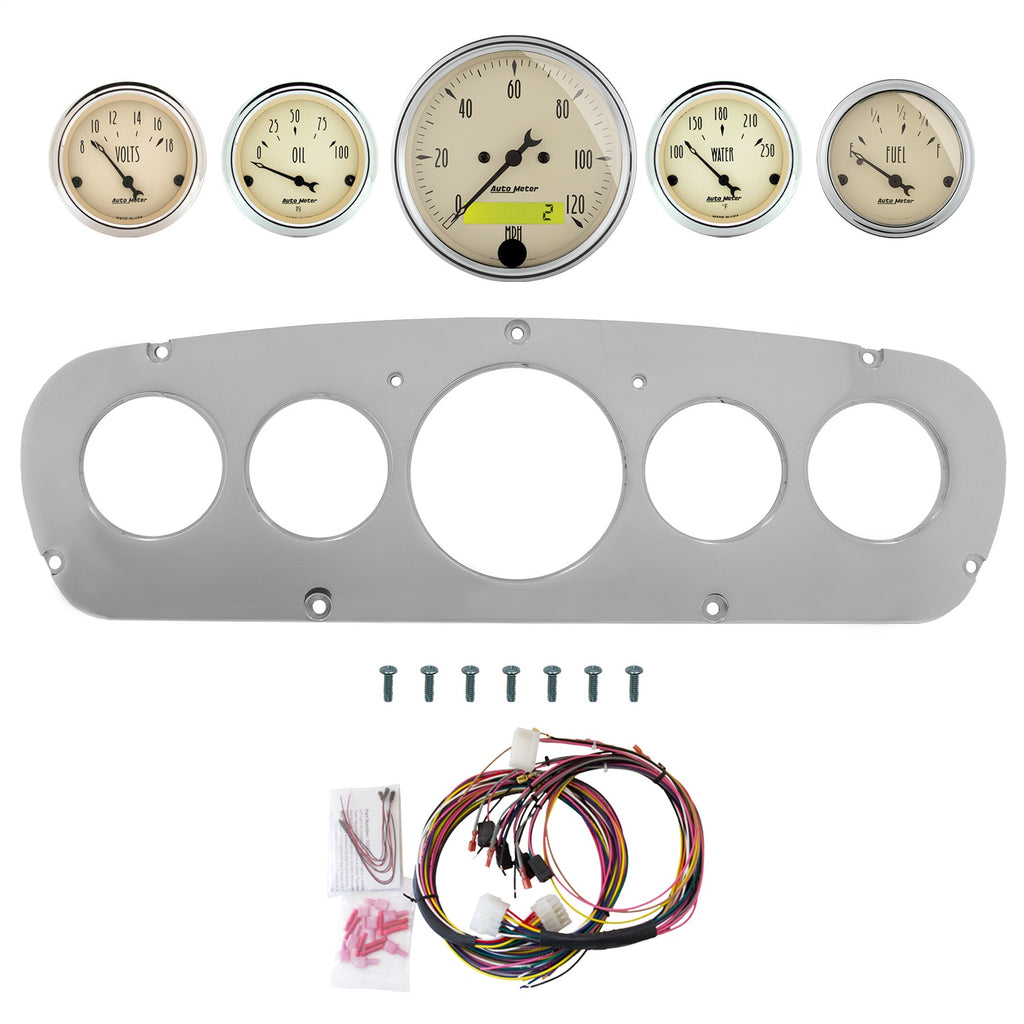 AutoMeter Antique Beige 65-66 Ford Truck Billet Panel/Gauge Kit - 3-1/8in. (x1) & 2-1/16in. (x4) (2960-02)