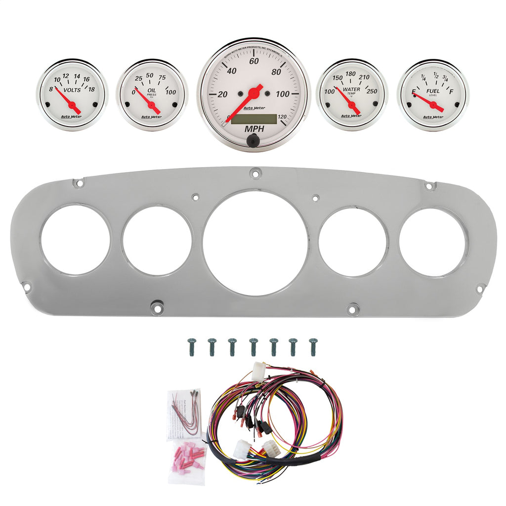 AutoMeter Arctic White 65-66 Ford Truck Billet Panel/Gauge Kit - 3-1/8in. (x1) & 2-1/16in. (x4) (2960-03)