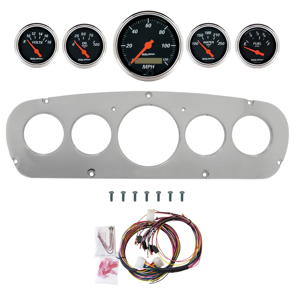 AutoMeter Designer Black 65-66 Ford Truck Billet Panel/Gauge Kit - 3-1/8in. (x1) & 2-1/16in. (x4) (2960-06)