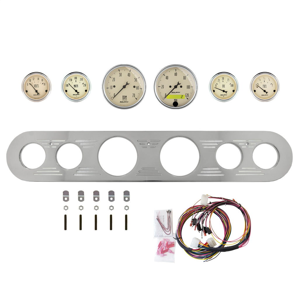 AutoMeter Antique Beige 67-72 Ford Truck Billet Panel/Gauge Kit - 3-1/8in. (x2) & 2-1/16in. (x4) (2961-02)