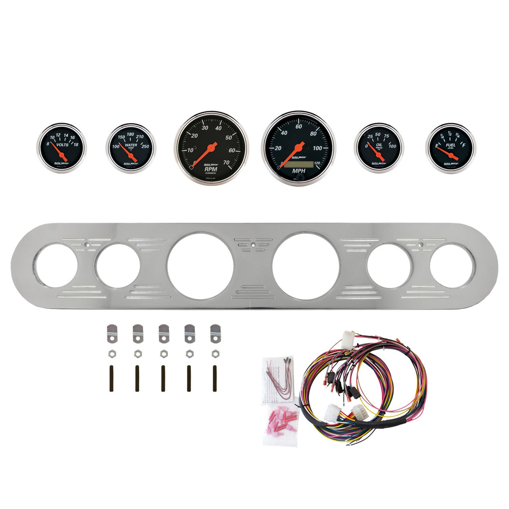 AutoMeter Designer Black 67-72 Ford Truck Billet Panel/Gauge Kit - 3-1/8in. (x2) & 2-1/16in. (x4) (2961-06)