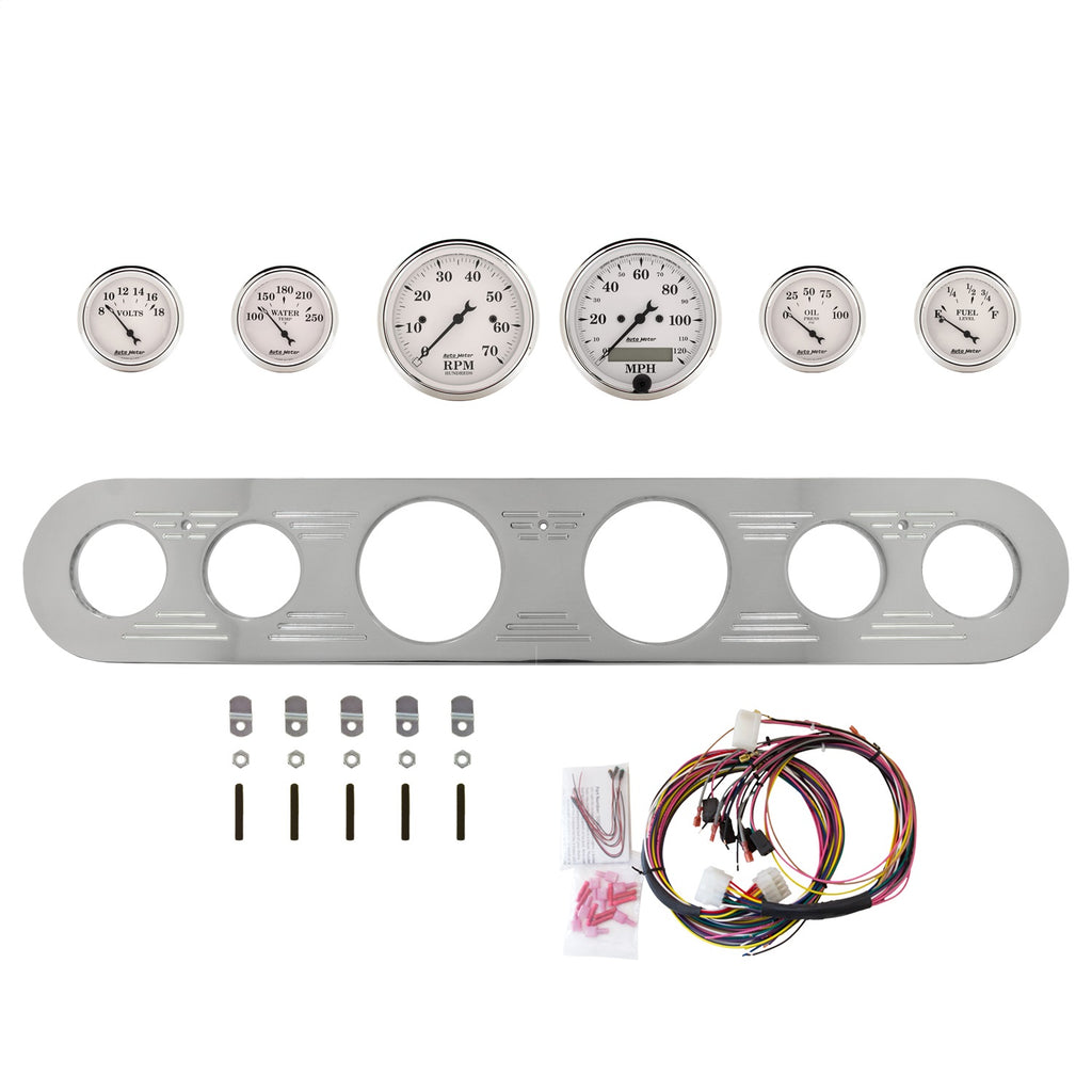 AutoMeter Old Tyme White 67-72 Ford Truck Billet Panel/Gauge Kit - 3-1/8in. (x2) & 2-1/16in. (x4) (2961-08)