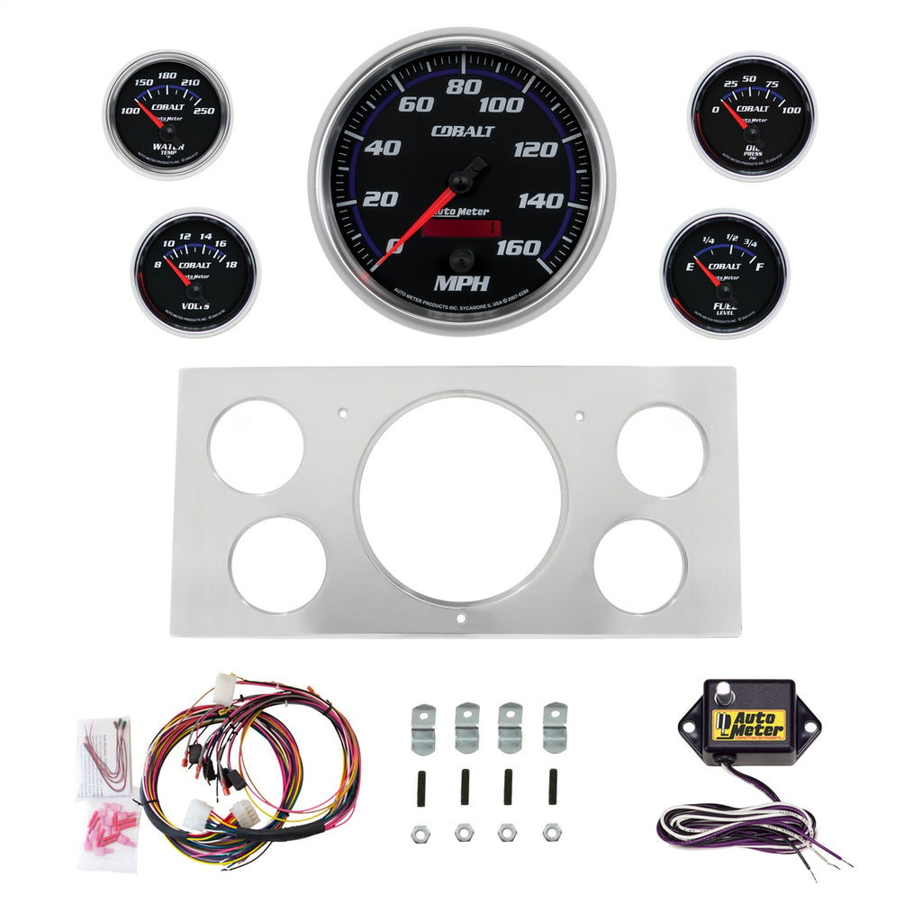 AutoMeter Cobalt 73-79 Ford Truck Direct-Fit Billet Panel/Gauge Kit - 5in. (x1) & 2-1/16in. (x4) (2965-05)