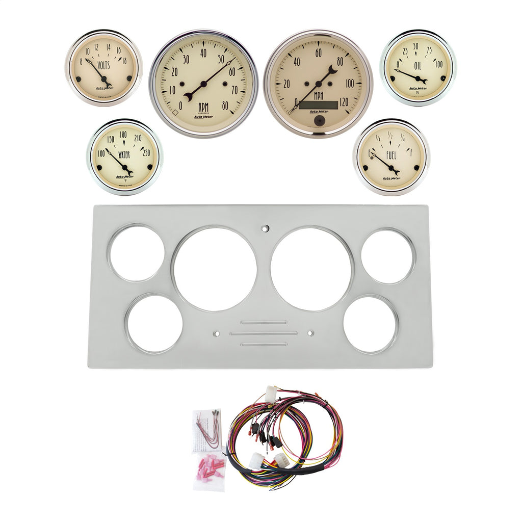 AutoMeter Antique Beige 73-79 Ford Truck Billet Panel/Gauge Kit SR- 3-3/8in. (x2) & 2-1/16in. (x4) (2966-02)
