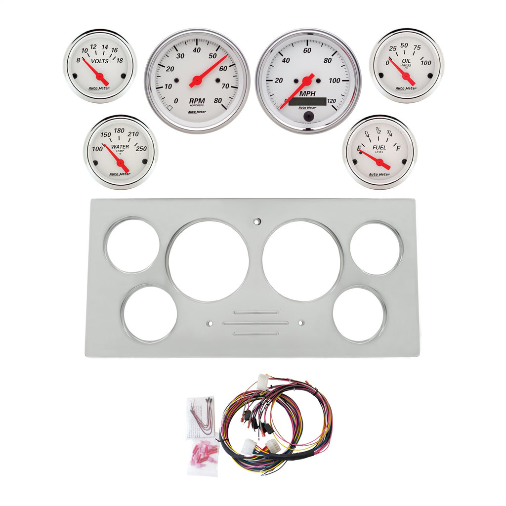 AutoMeter Arctic White 73-79 Ford Truck Billet Panel/Gauge Kit SR- 3-3/8in. (x2) & 2-1/16in. (x4) (2966-03)