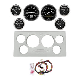 AutoMeter Old Tyme Black 73-79 Ford Truck Billet Panel/Gauge Kit SR- 3-3/8in. (x2) & 2-1/16in. (x4) (2966-07)
