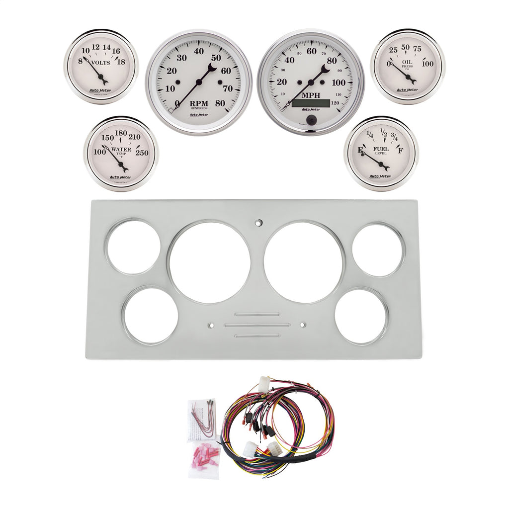 AutoMeter Old Tyme White 73-79 Ford Truck Billet Panel/Gauge Kit SR- 3-3/8in. (x2) & 2-1/16in. (x4) (2966-08)
